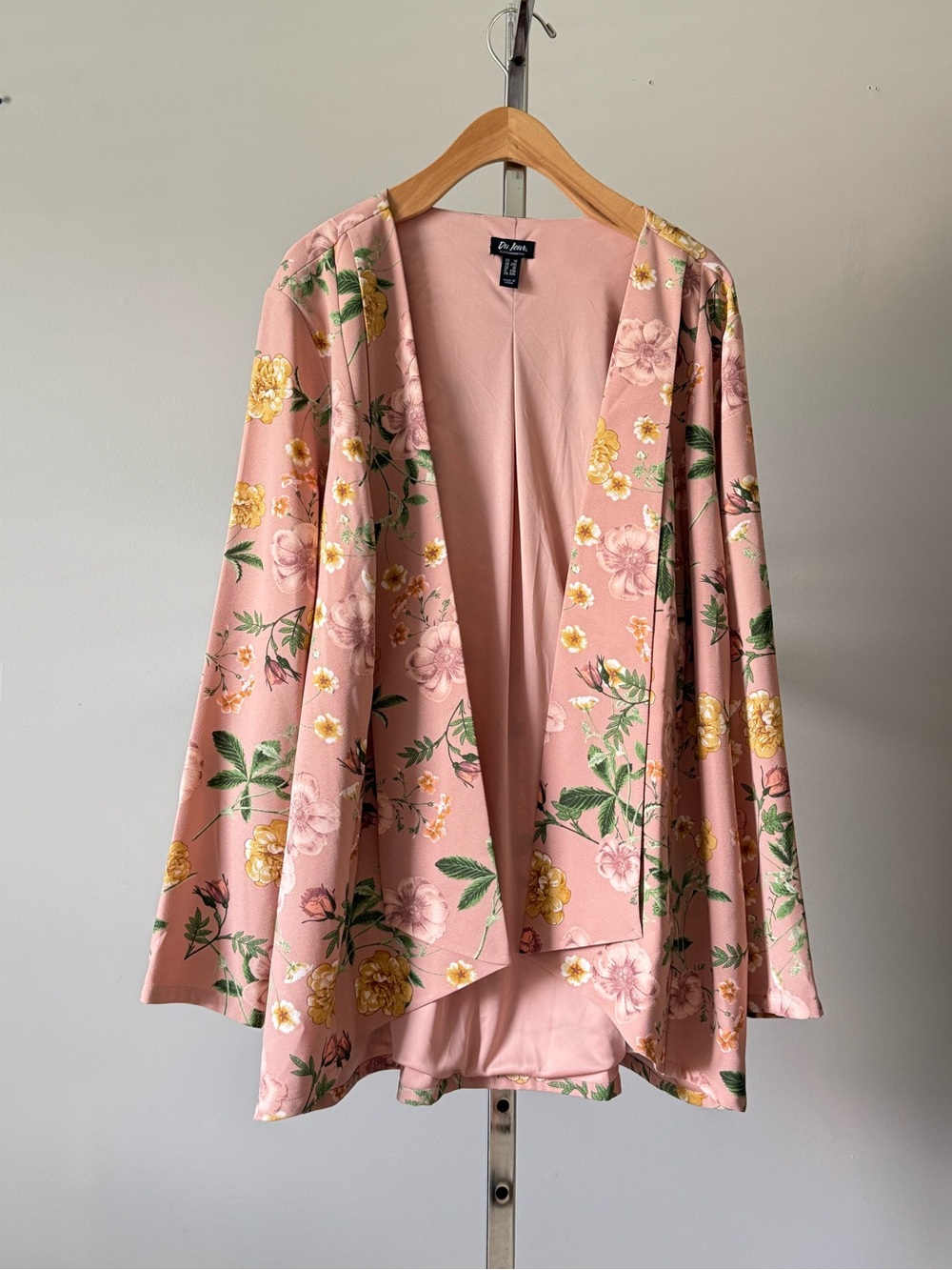 Du Jour QVC Floral Printed Open Front Blazer Rose 1X Plus Jacket A350928